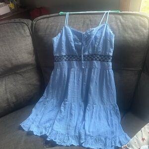 Forever 21 Sky Blue Dress with Lace Trim